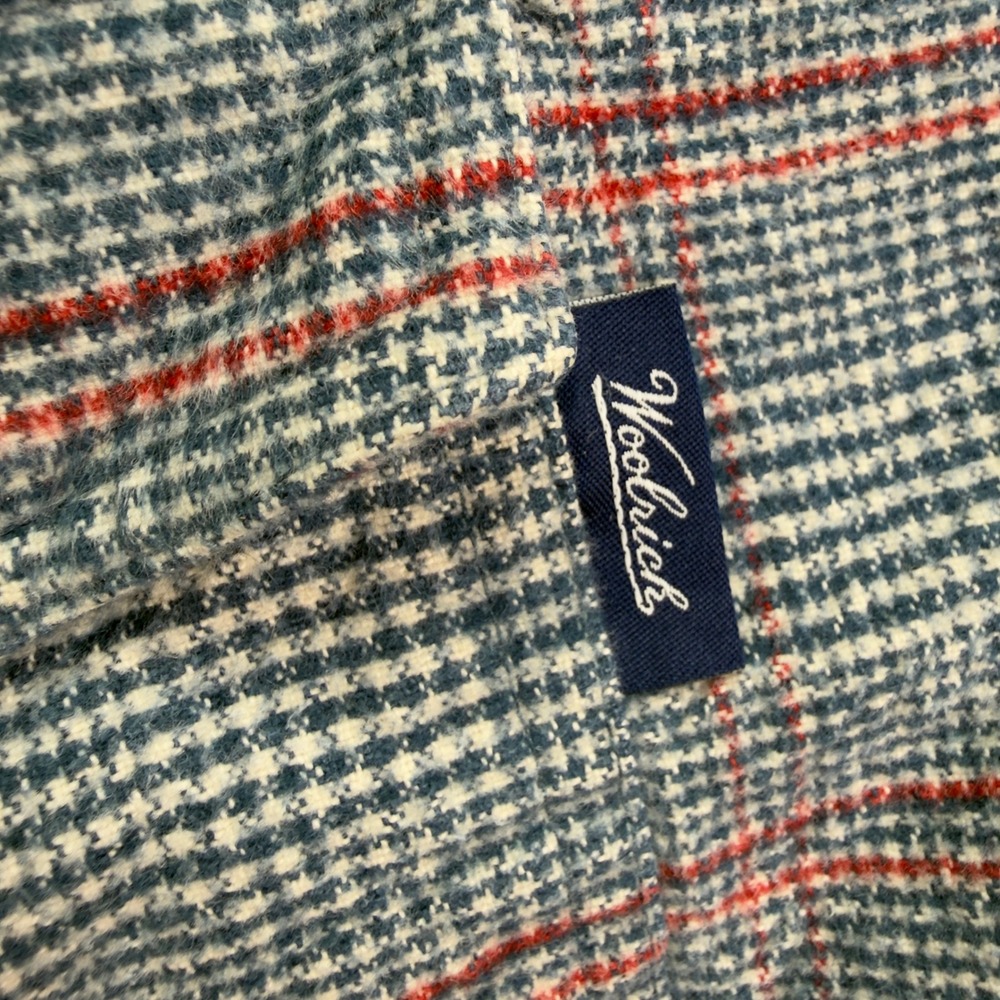 Woolrich Mens Large Blue Plaid Houndstooth Cotton Button Down Shirt 6311 - Picture 3 of 6